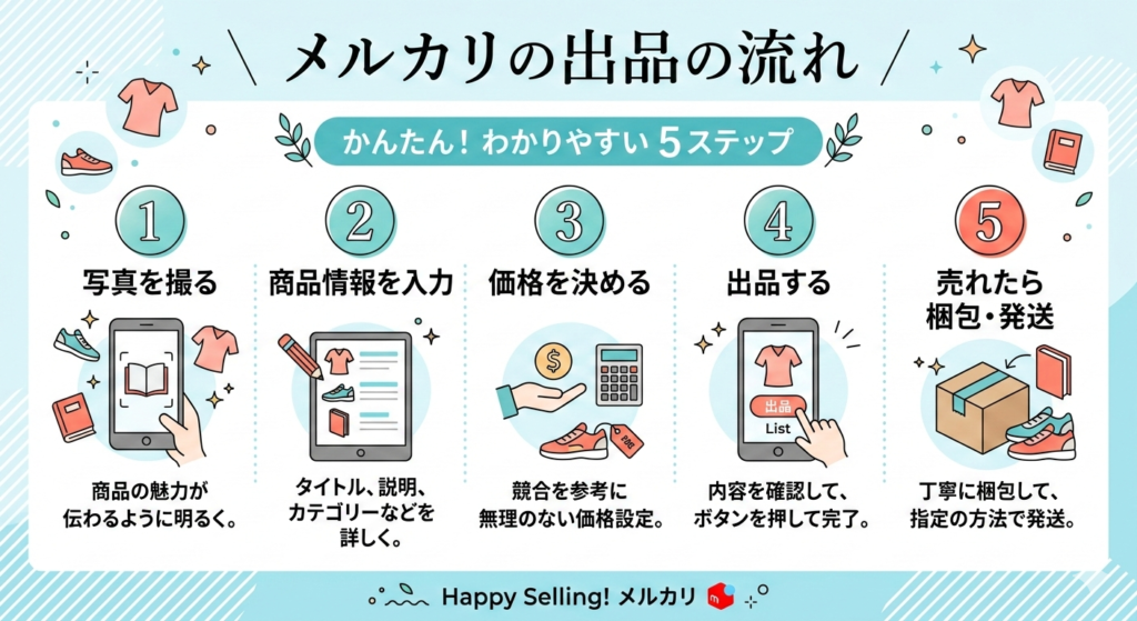 メルカリ出品の流れ